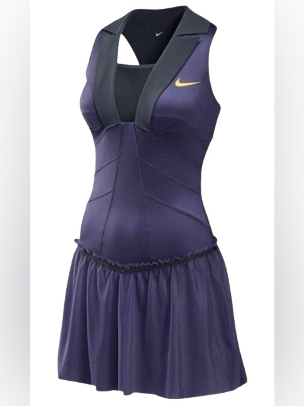 NIKE BEAUTIFUL MARIA SHARAPOVA DARK PURPLE TUXEDO TENNIS DRESS GOLD LOGO SMALL